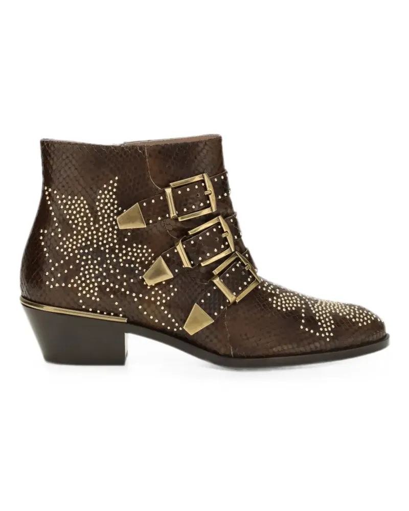Chloé Susanna studded buckle-strap ankle boots - Braun Braun