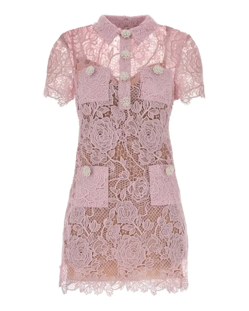Self-Portrait Geknöpftes Lace Kleid - Rosa Rosa