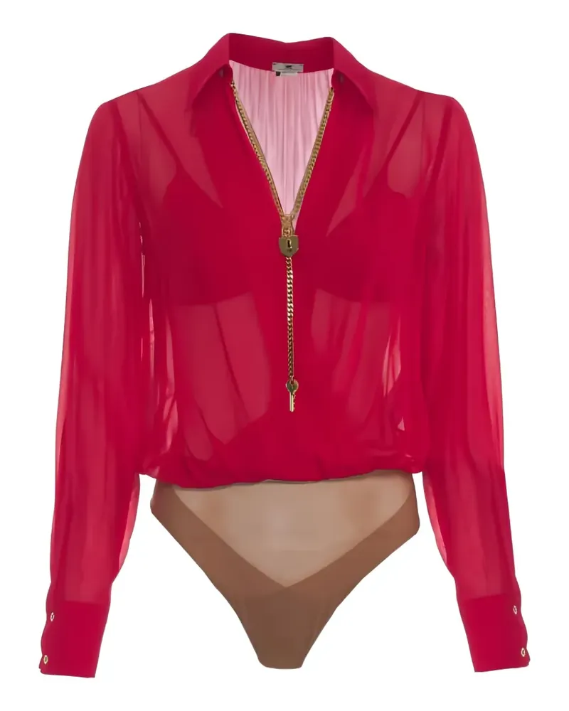 Elisabetta Franchi Body mit Schloss und Kette - Rot Rot