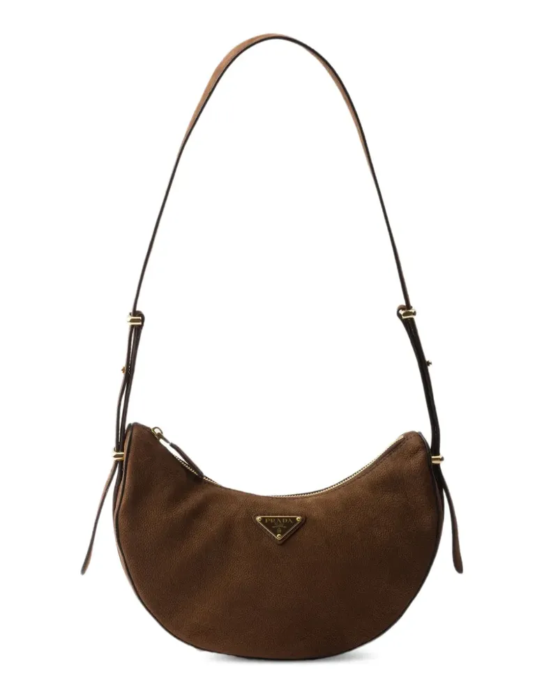 Prada Kleine Arqué-Tasche aus Nubukleder - Braun Braun