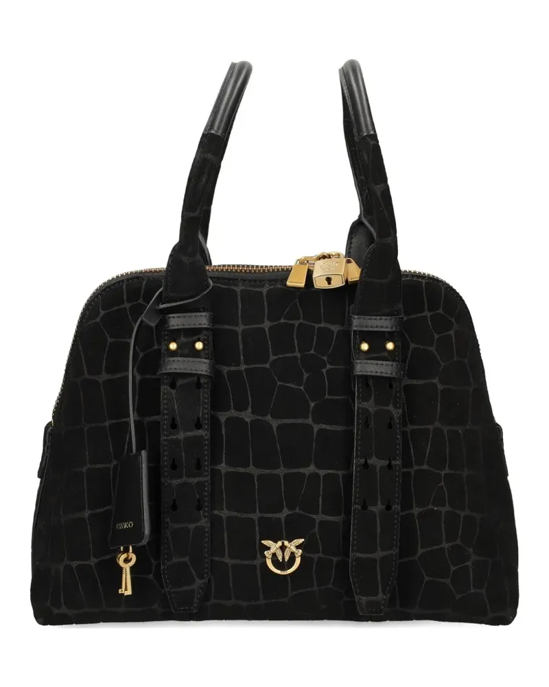 Pinko crocodile-effect padlock tote bag - Schwarz Schwarz
