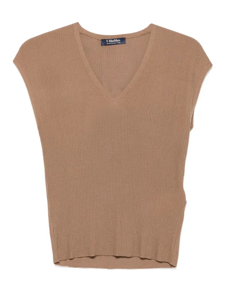 Max Mara Max Mara Geripptes Top mit V-Ausschnitt - Braun Braun