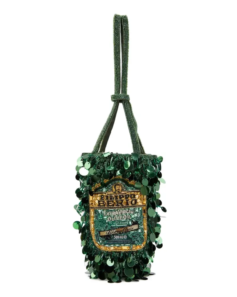 Anya Hindmarch sequin-embellished beaded tote bag - Grün Grün