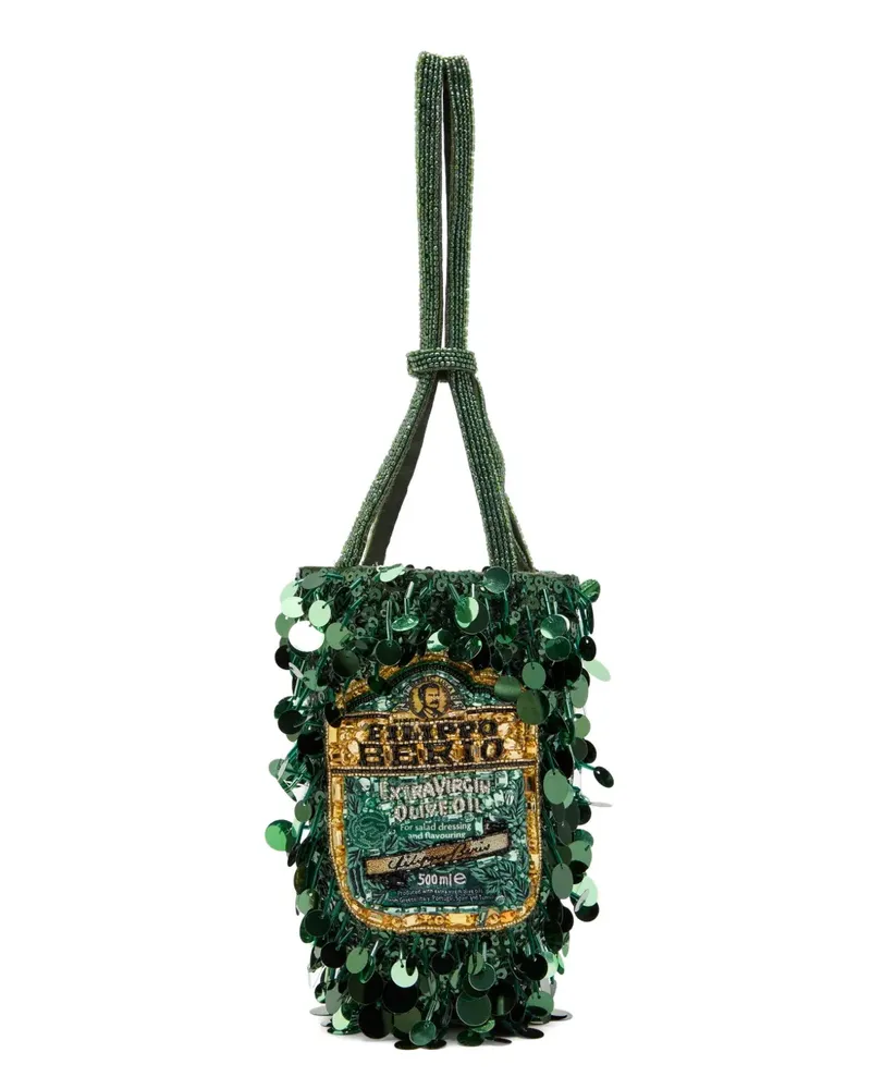 Anya Hindmarch sequin-embellished beaded tote bag - Grün Grün