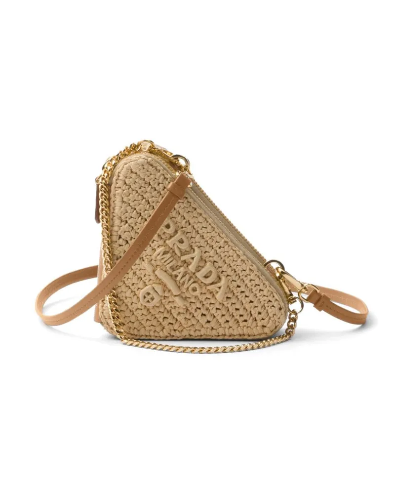 Prada Clutch mit Logo-Stickerei - Nude Nude