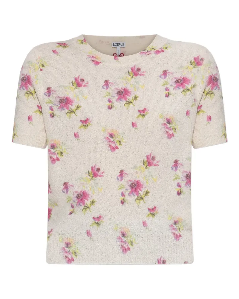 Loewe Oberteil mit Blumen-Print - Weiß Weiß
