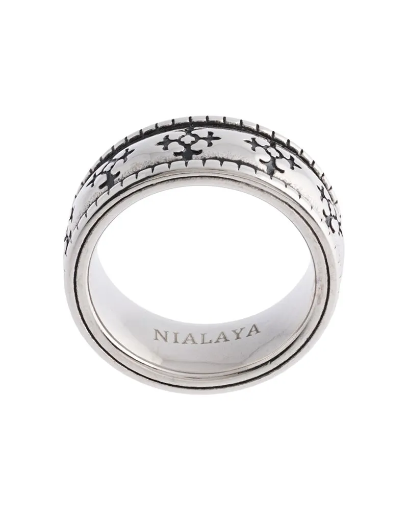 Nialaya Emaillierter Ring - Silber Silber