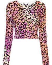 Just Cavalli Cropped-Strickoberteil mit Animal-Print Rosa