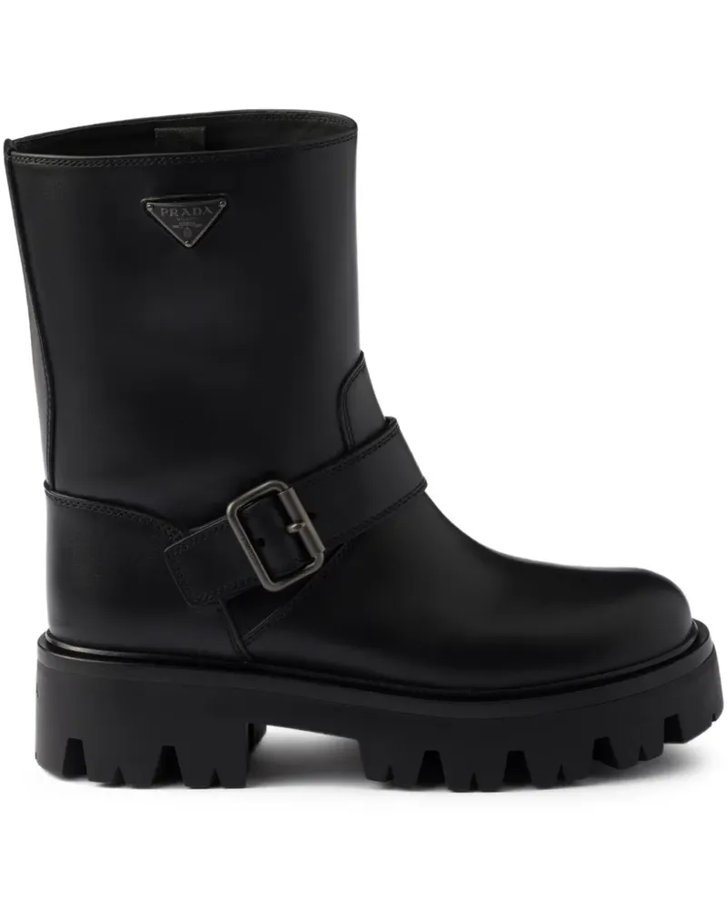 Prada Schnallenverschluss-Stiefel mit Profilsohle - Schwarz Schwarz