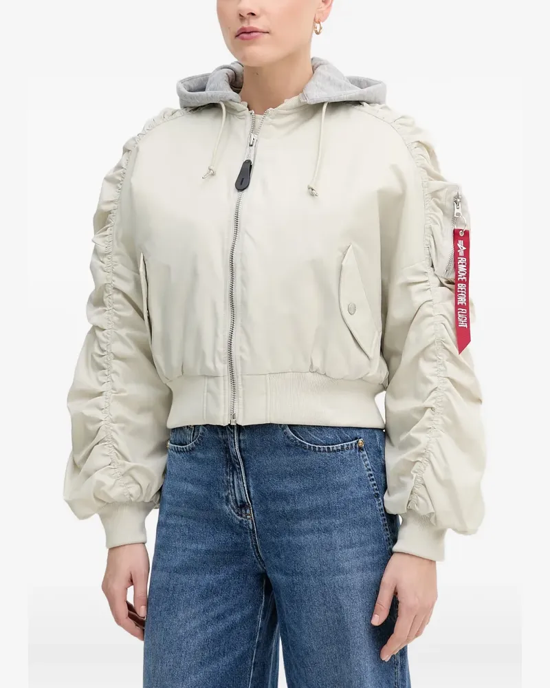 Alpha Industries ruched-sleeve hooded jacket - Weiß Weiß