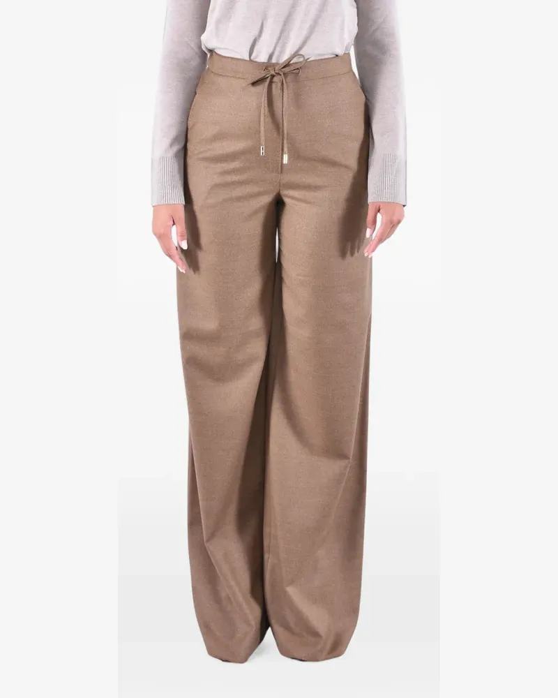 Max Mara drawstring-waist flannel trousers - Braun Braun