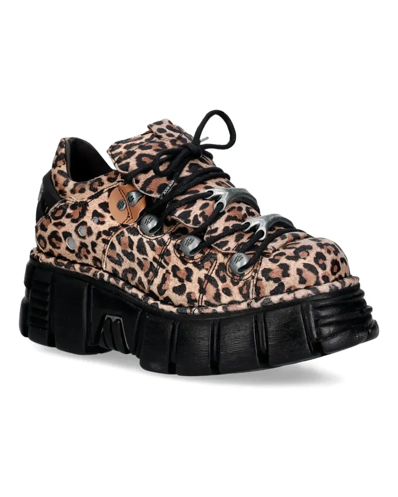 New Rock Ante Leopardo Cuero, Tower Negro platform sneakers - Nude Nude