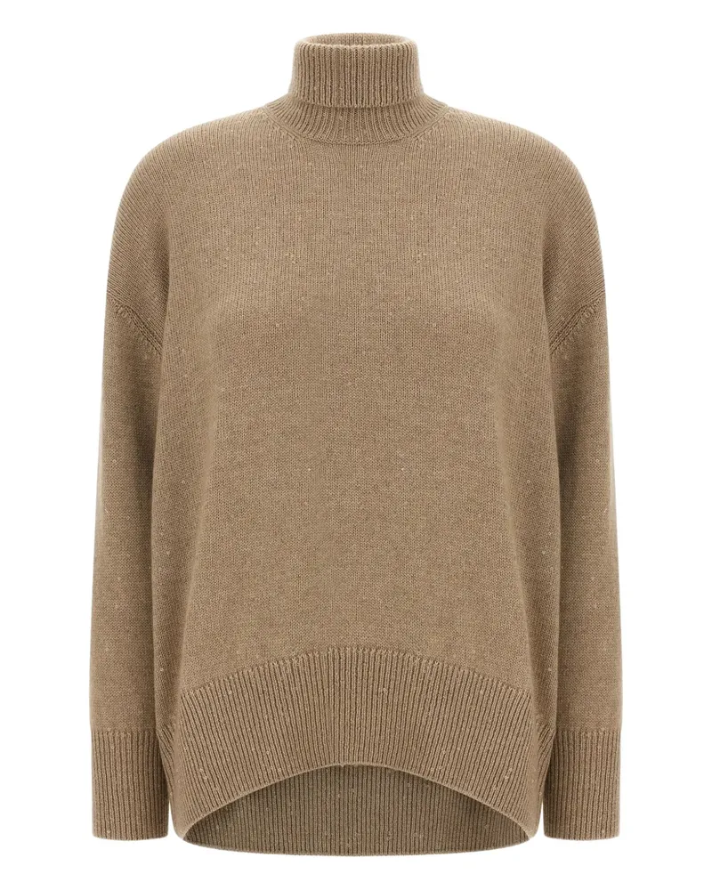 Brunello Cucinelli Stehkragen-Pullover mit Pailletten - Braun Braun