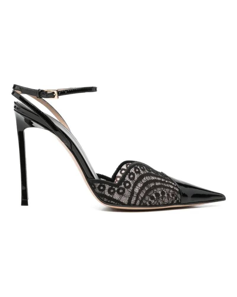 Tom Ford lace-panelled patent-leather pumps - Schwarz Schwarz