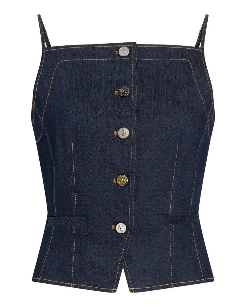 Cinq à Sept Sloane button denim top - Blau Blau