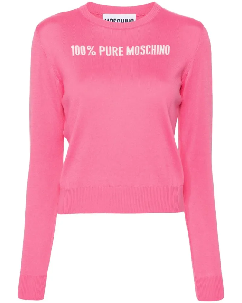 Moschino Intarsien-Pullover mit Slogan - Rosa Rosa