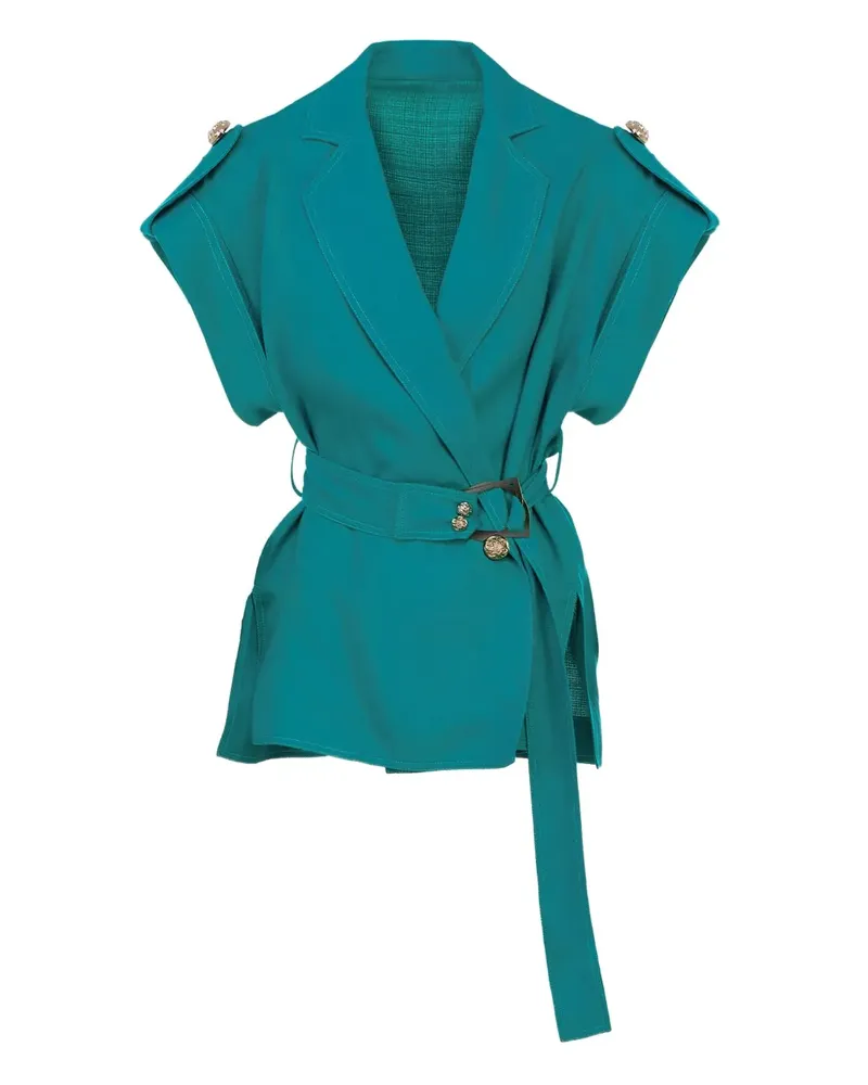 Elie Saab V-neck belted blouse - Blau Blau