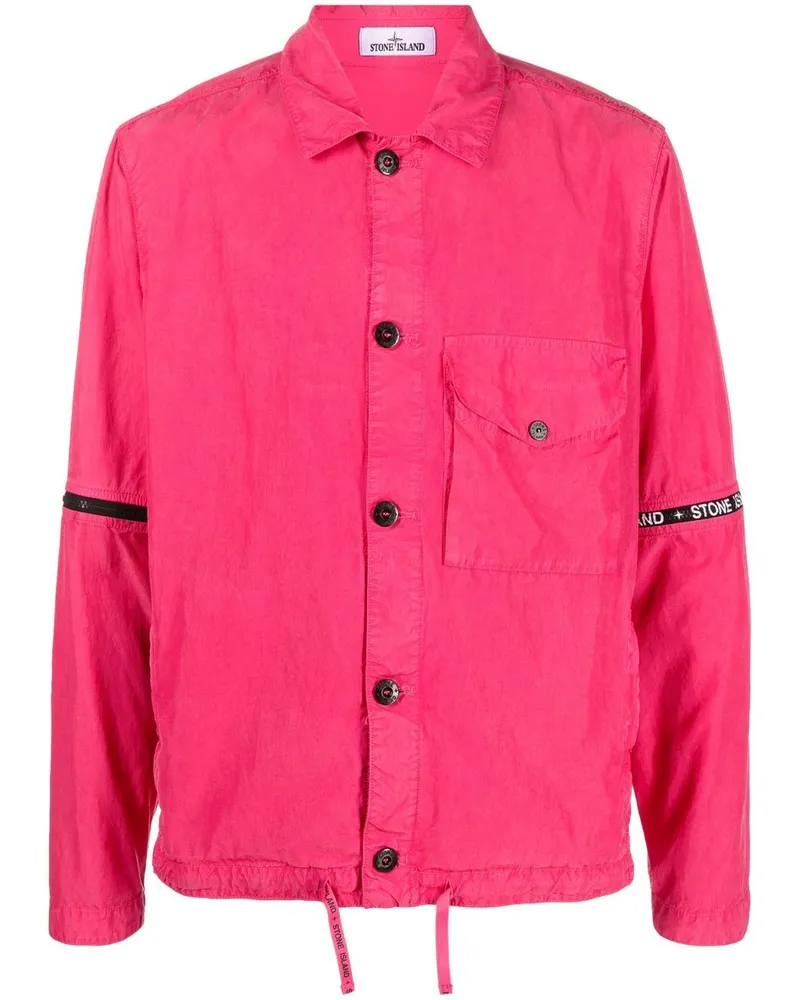 Stone Island Hemdjacke mit Logo-Streifen - Rosa Rosa