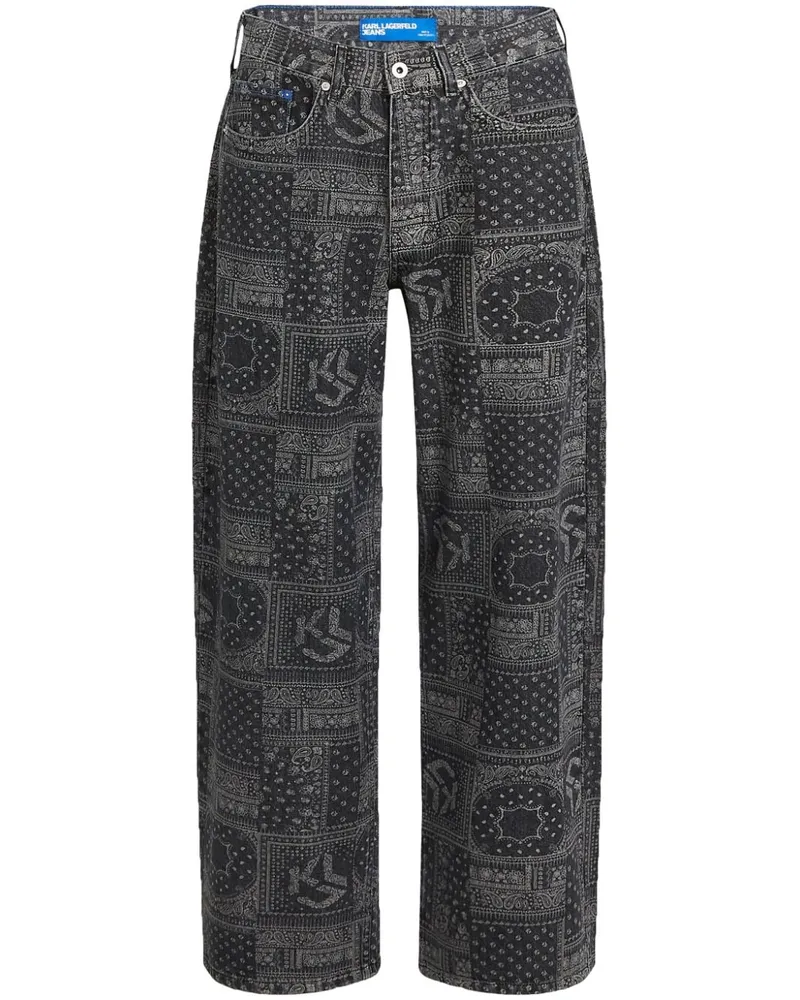 Karl Lagerfeld Boyfriend-Jeans mit Print Schwarz