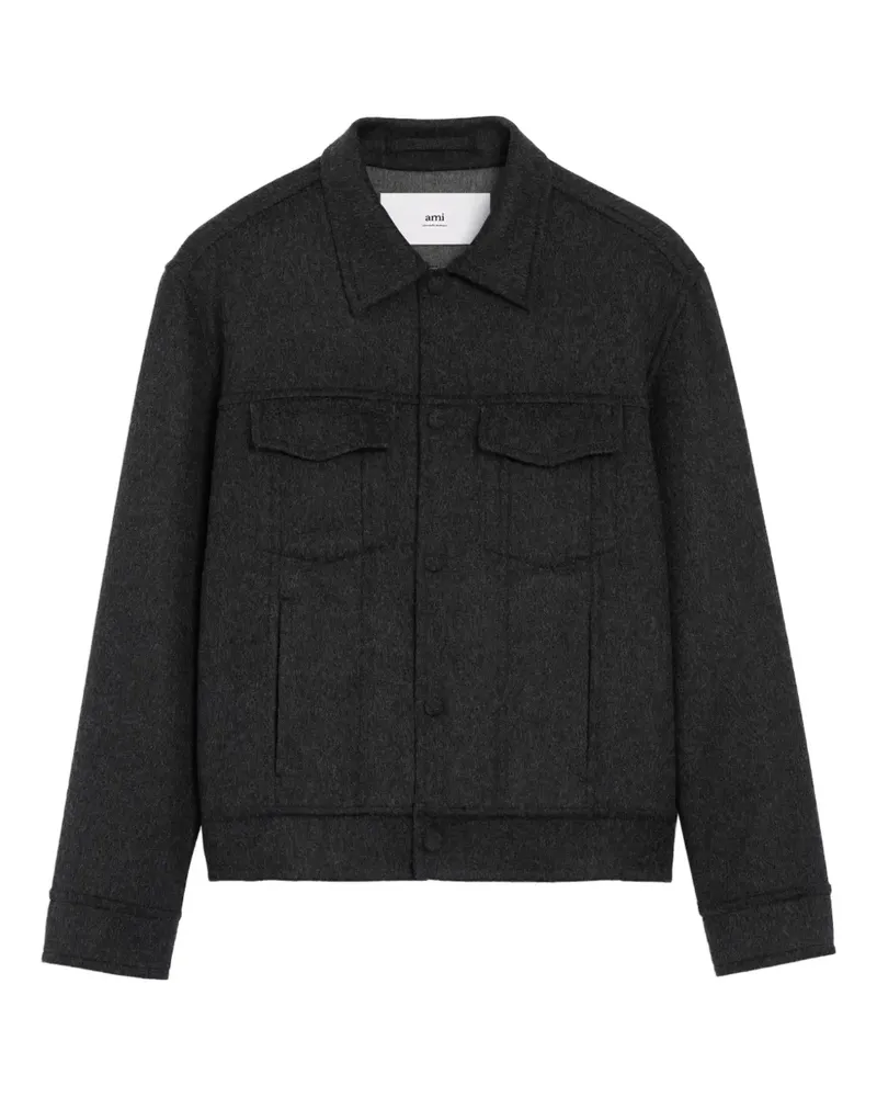 AMI Paris Trucker-Jacke aus Wolle - Grau Grau