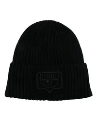 Chiara Ferragni Beanie mit Eyelike-Patch Schwarz