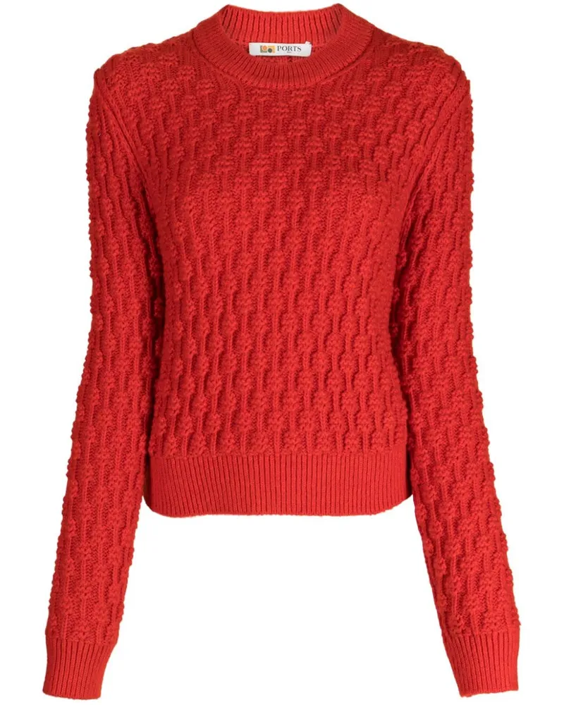 Ports 1961 Pullover mit 3D-Strickmuster Rot