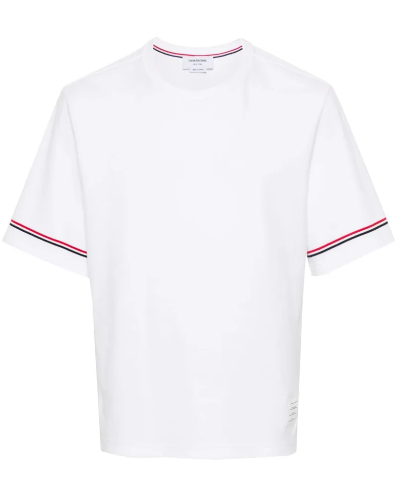 Thom Browne T-Shirt mit RWB-Streifen - Weiß Weiß