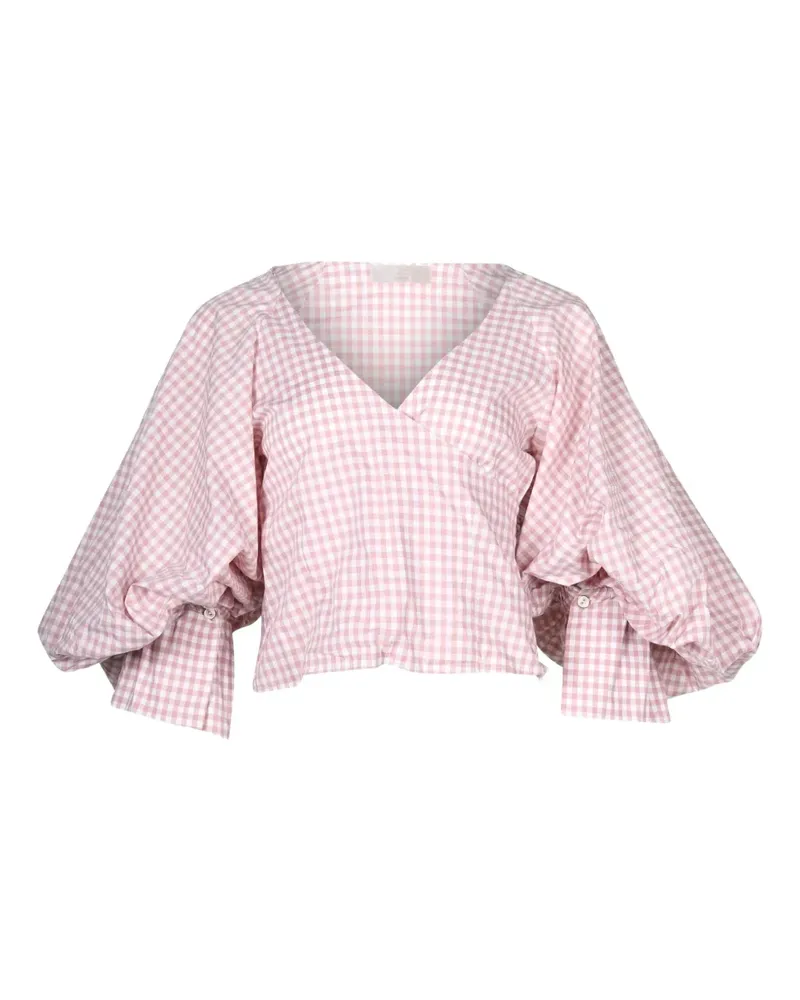 Caroline Constas gingham balloon-sleeve top - Rosa Rosa