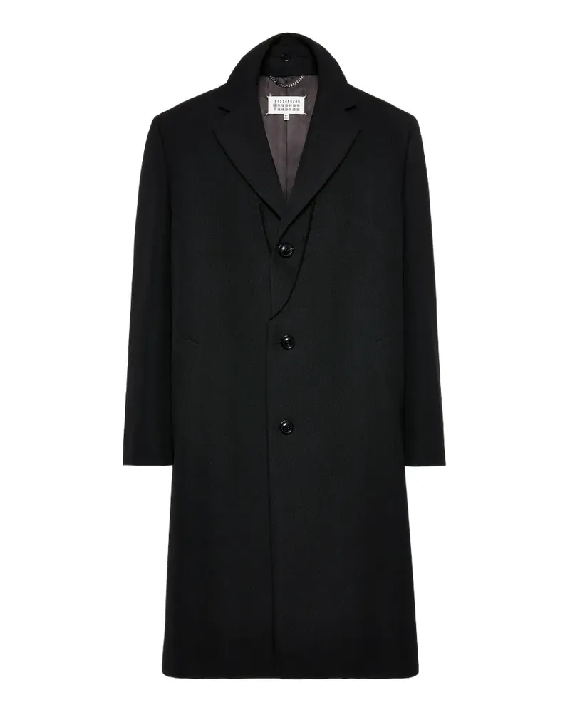 Maison Margiela Einreihiger Mantel mit ungesäumten Kanten - Schwarz Schwarz