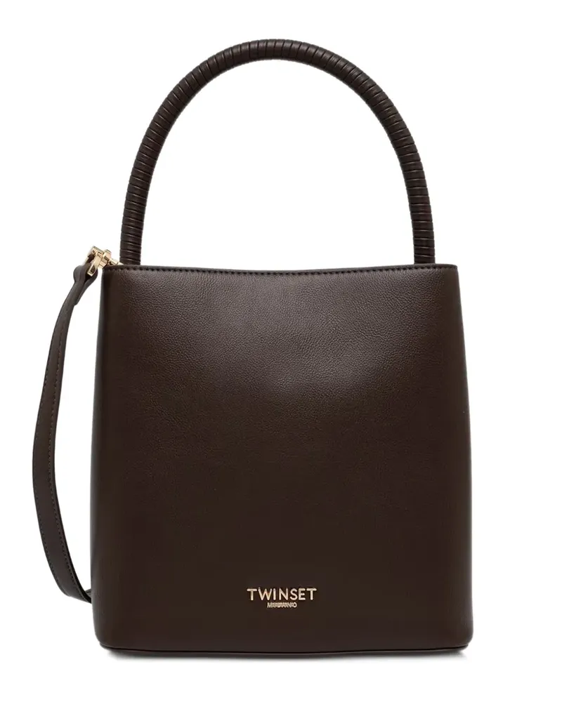 Twin-Set Shopper mit Logo-Schild - Braun Braun