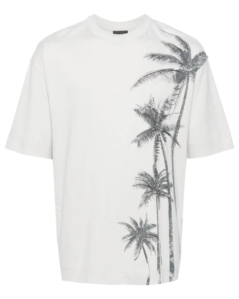 Emporio Armani T-Shirt mit Palmen-Print - Grau Grau