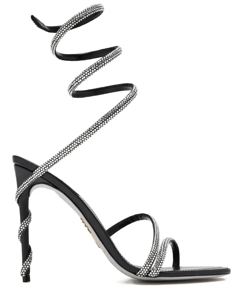 René Caovilla Strassverzierte Sandalen mit Spiralriemen 105mm - Schwarz Schwarz
