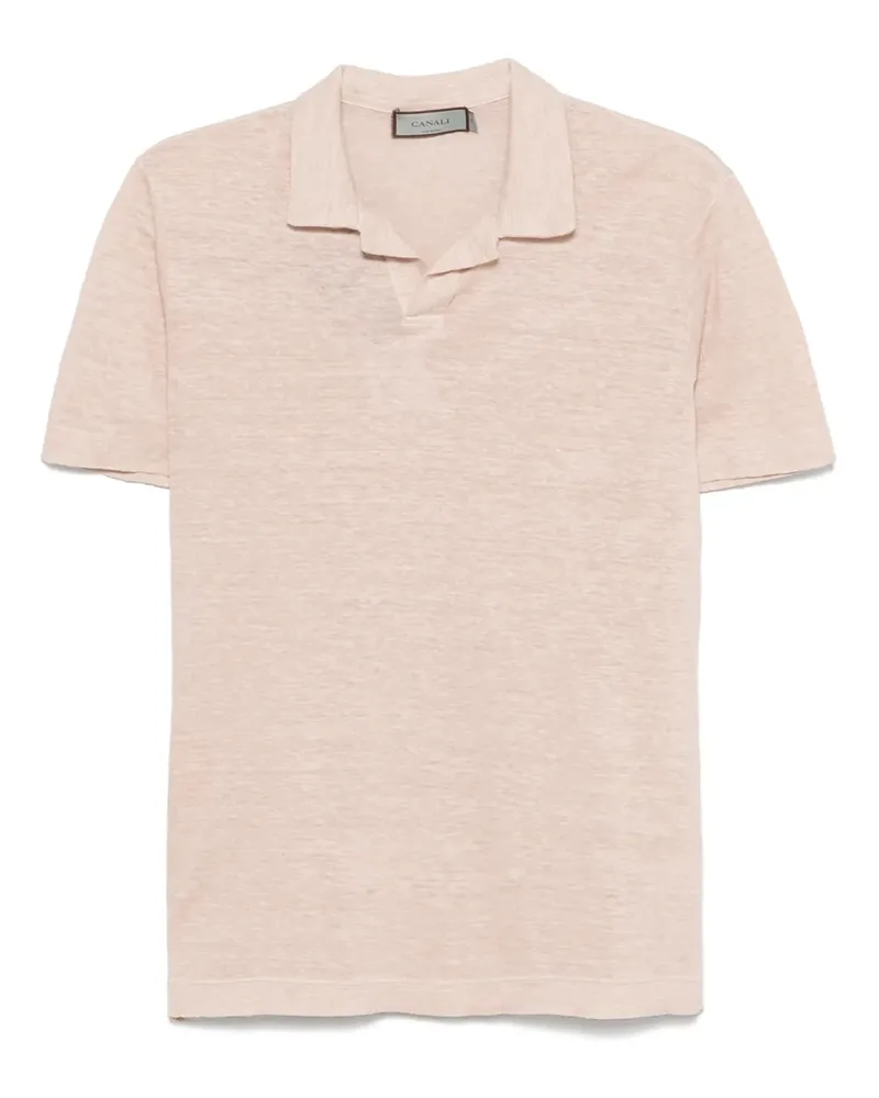 Canali T-Shirt aus Leinen - Rosa Rosa