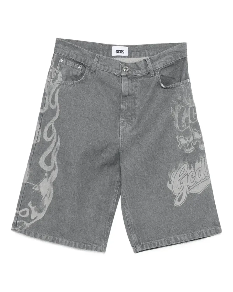 GCDS printed denim shorts - Grau Grau
