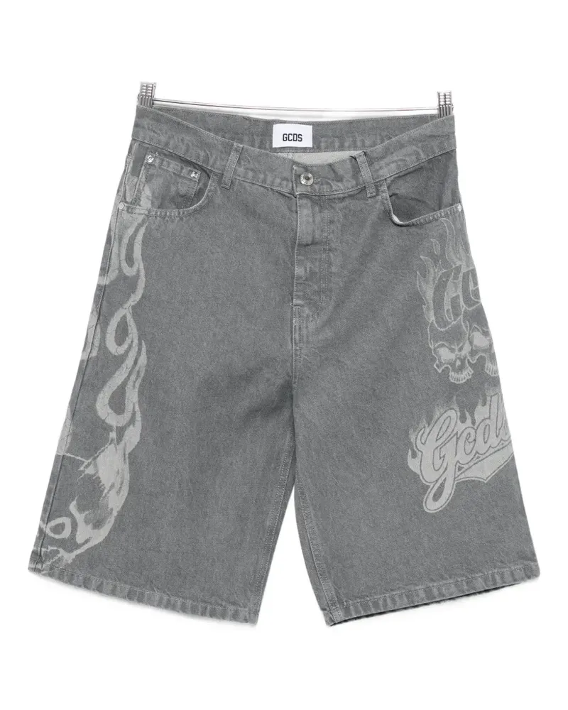 GCDS printed denim shorts - Grau Grau