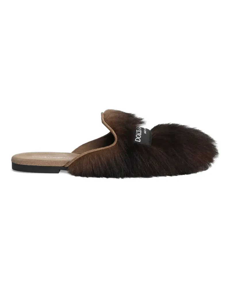 Dolce & Gabbana shearling and suede slippers - Braun Braun