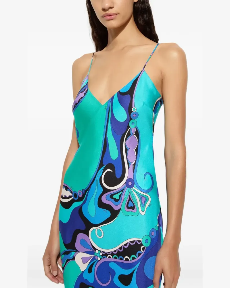 Emilio Pucci Cape-Maxikleid mit geometrischem Print - Blau Blau