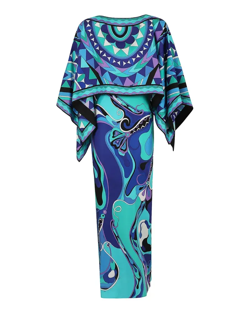 Emilio Pucci geometric-print cape-overlay maxi dress - Blau Blau