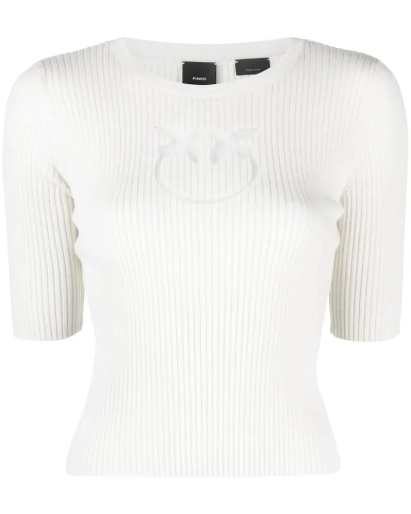 Pinko Intarsien-Oberteil mit Logo - Weiß Weiß