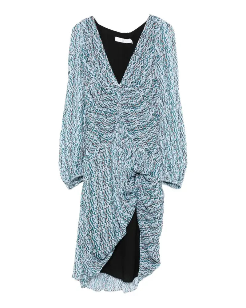 IRO Ruline graphic-print gathered A-line mini dress - Blau Blau
