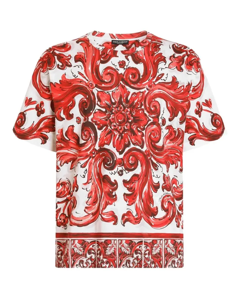 Dolce & Gabbana T-Shirt mit Majolica-Print - Rot Rot