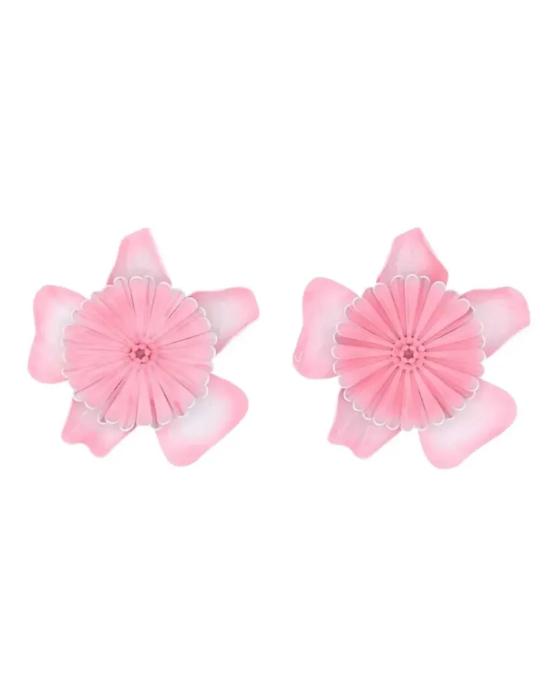 Chloé Bloom flower-motif lacquer-coated earrings - Rosa Rosa