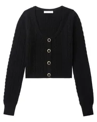 Alessandra Rich Cardigan mit Zopfmuster Schwarz