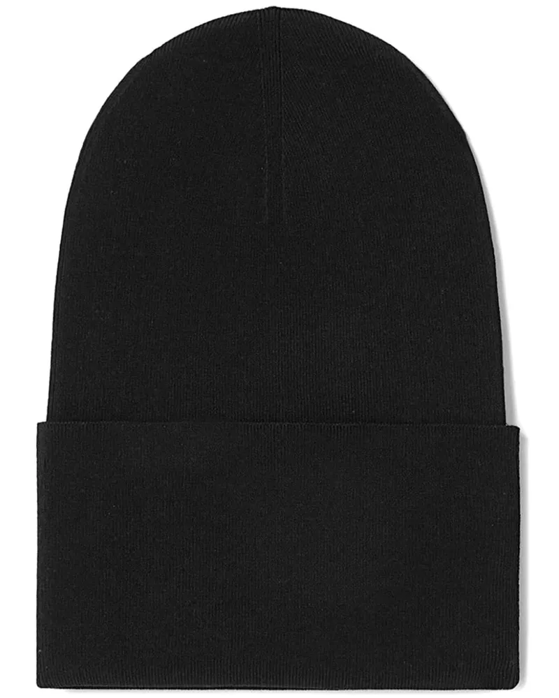 Jil Sander Fein gestrickte Beanie mit Umschlag - Schwarz Schwarz