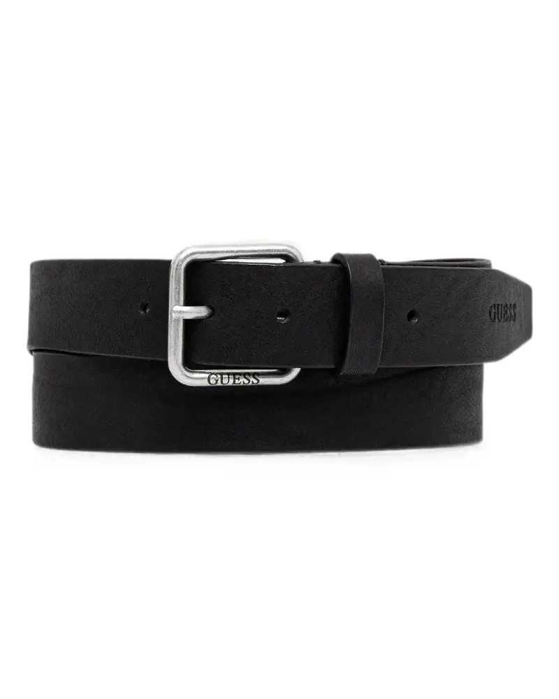 Guess logo-engraved leather belt - Schwarz Schwarz