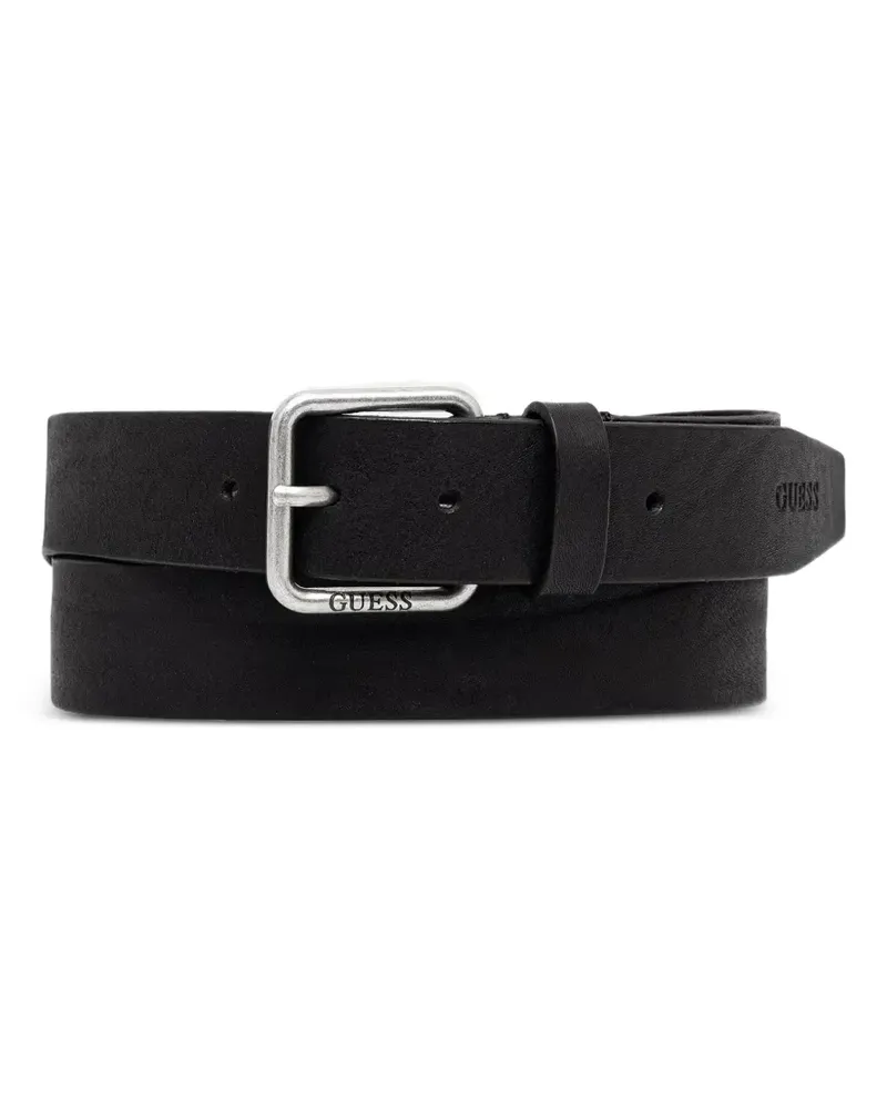 Guess logo-engraved leather belt - Schwarz Schwarz