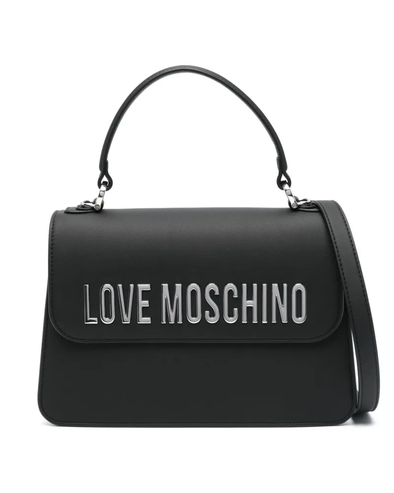 Moschino Handtasche mit Logo-Schild - Schwarz Schwarz