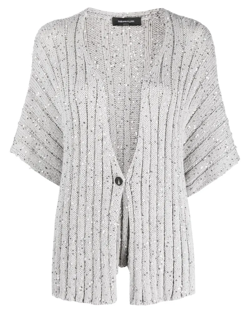 Fabiana Filippi Cardigan mit Pailletten - Silber Silber