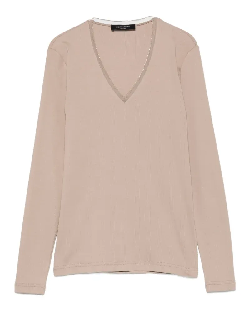 Fabiana Filippi V-neck long-sleeve T-shirt - Braun Braun