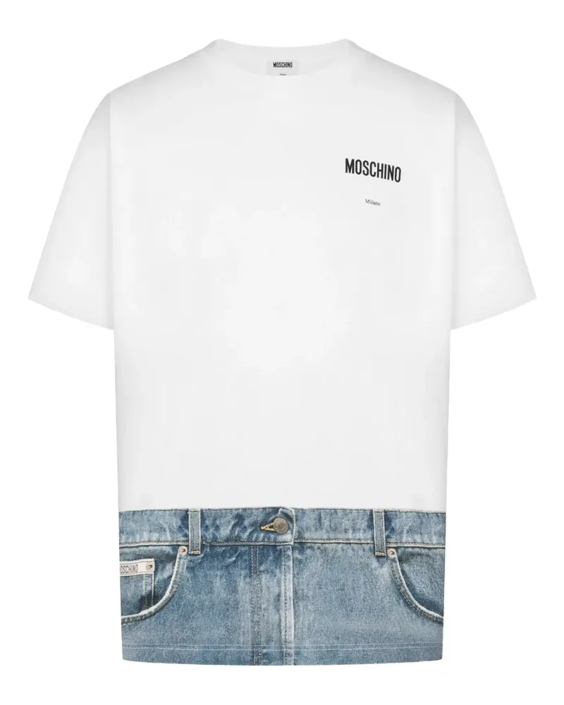 Moschino printed-detail cotton T-shirt - Weiß Weiß